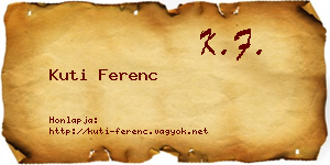 Kuti Ferenc névjegykártya