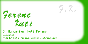 ferenc kuti business card